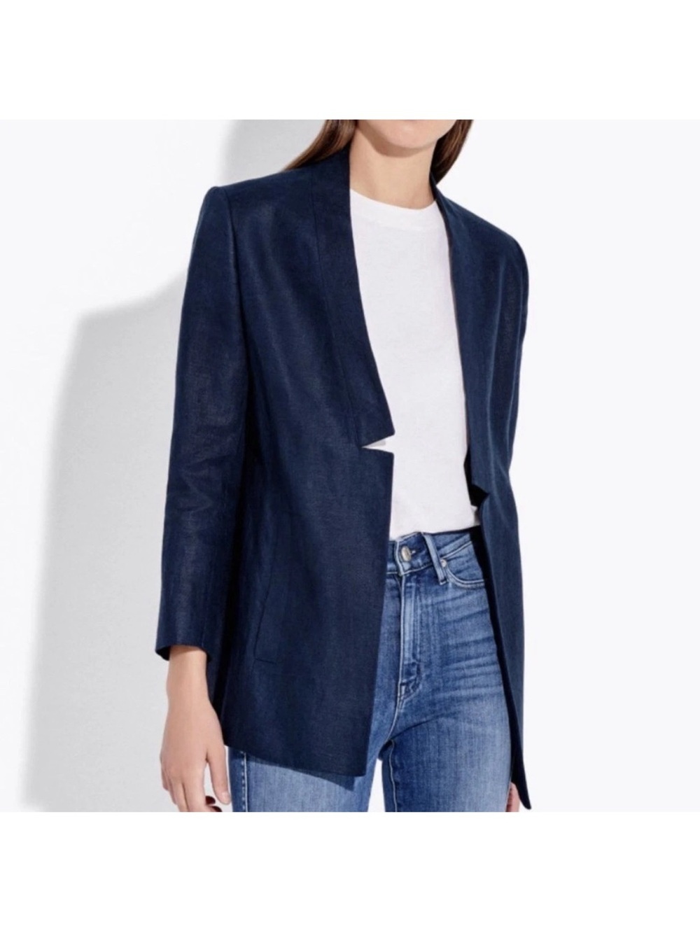 AYR Navy Coup Open Drape Blazer